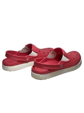 Crocs CitiLane Mary Jane Clogs Women’s Size 6 Coral/Red White Comfort Casual